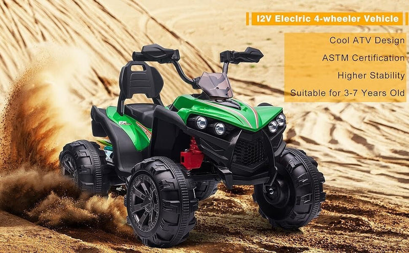 12V Electric Kids Ride-On Off-Road ATV Quad Bike with 2 Speeds - Red
