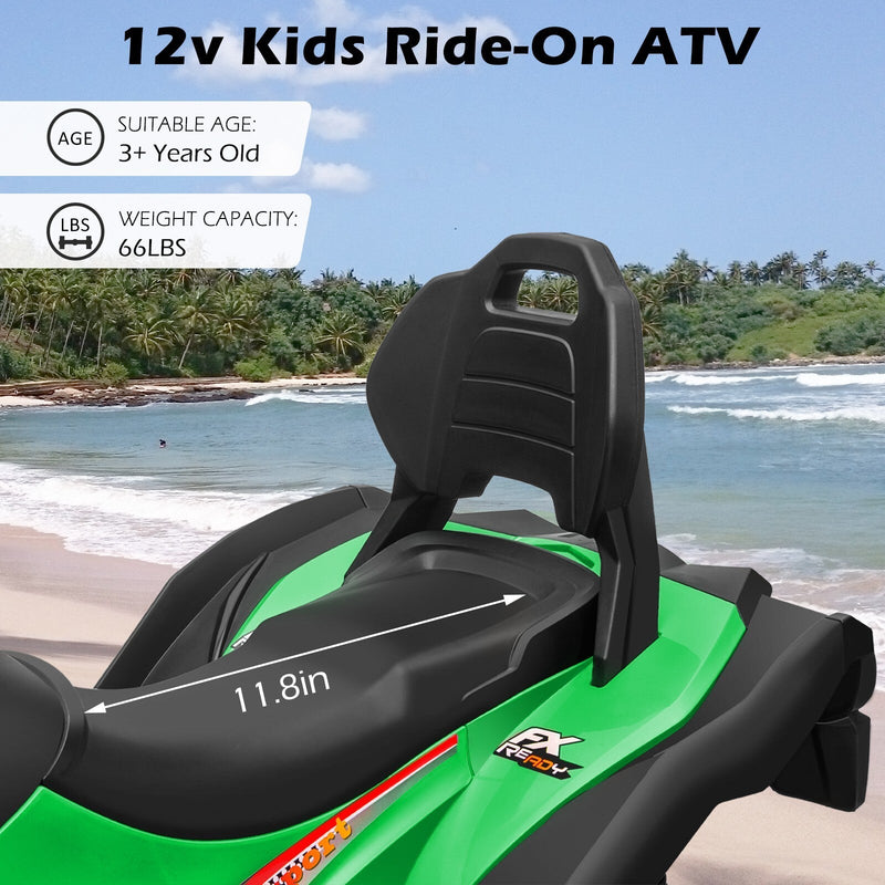 12V Kids Electric Ride-On Off-Road ATV Quad Car Toy with 2 Speeds and LED Lights Green