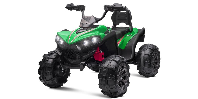 12V Kids Electric Ride-On Off-Road ATV Quad Car Toy with 2 Speeds and LED Lights Green