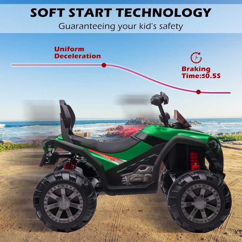 12V Kids Electric Ride-On Off-Road ATV Quad Car Toy with 2 Speeds and LED Lights Green