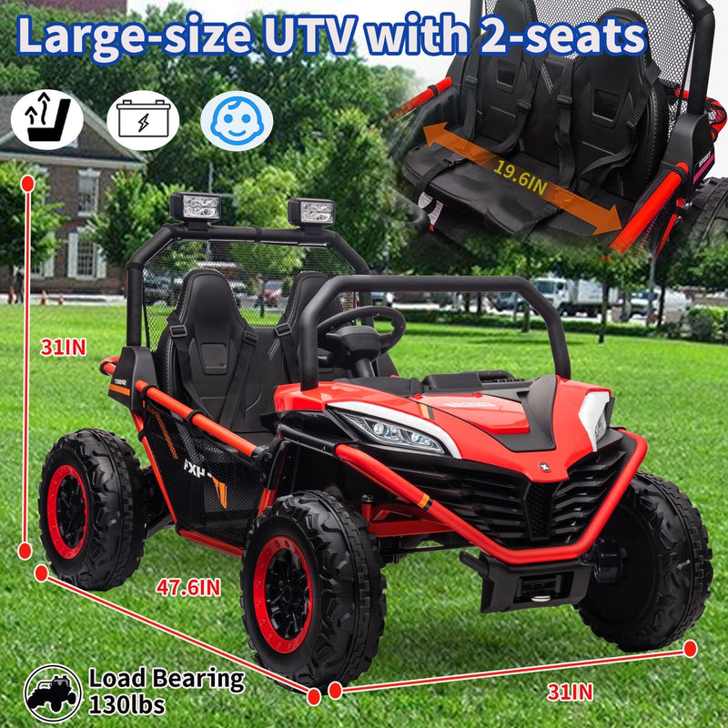 24V Electric 2-Seater Kids Ride-On UTV Truck with 4WD and Remote Control, 4x80W Motors