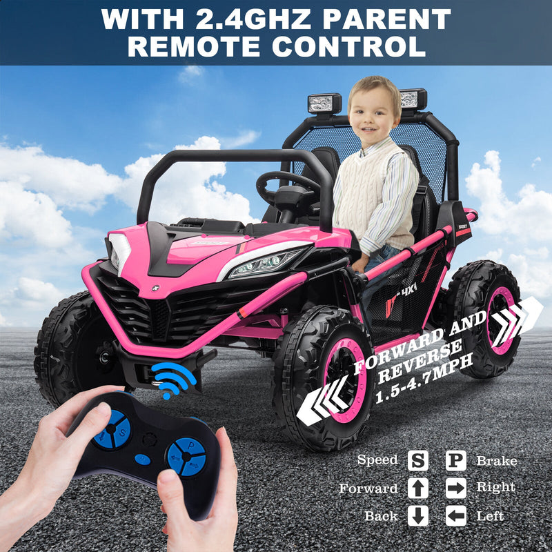 24V Kids 2-Seater Ride-On UTV Car with 400W Motor, Metal Frame, and EVA Wheels