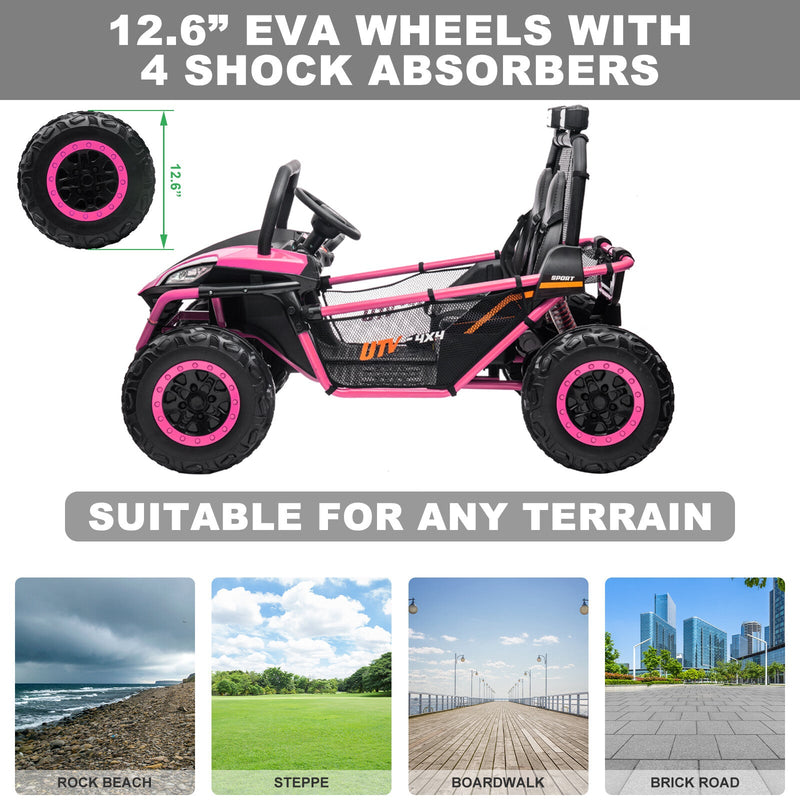 24V Kids 2-Seater Ride-On UTV Car with 400W Motor, Metal Frame, and EVA Wheels