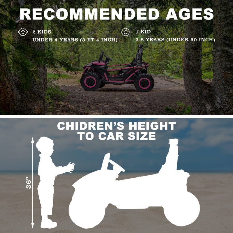 24V Kids 2-Seater Ride-On UTV Car with 400W Motor, Metal Frame, and EVA Wheels