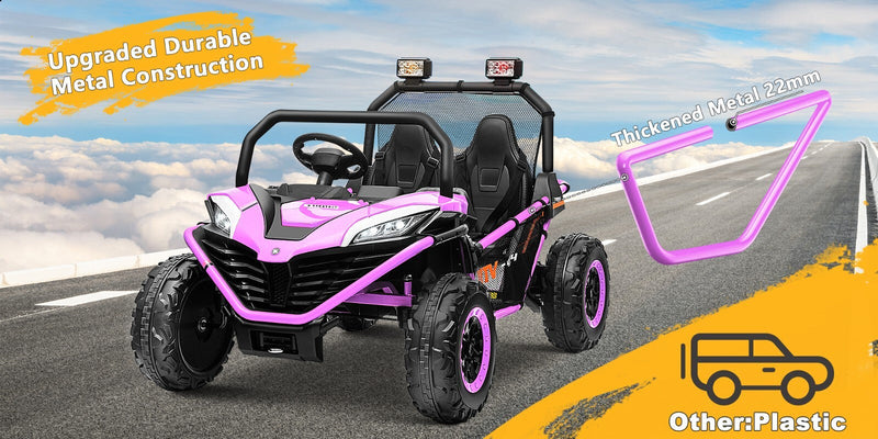 24V Kids 2-Seater Ride-On UTV Truck with 300W Motor, Remote Control, EVA Tires, Purple