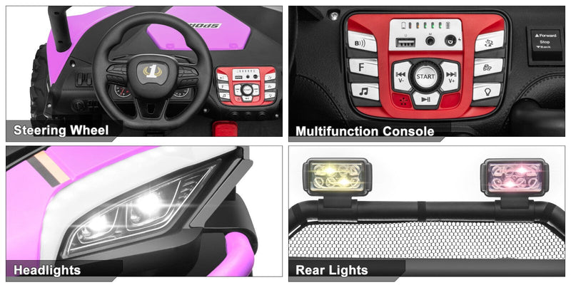 24V Kids 2-Seater Ride-On UTV Truck with 300W Motor, Remote Control, EVA Tires, Purple