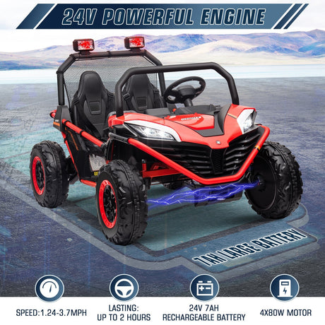 24V Electric Kids Ride-On UTV Truck with 2 Seats, 4WD and Remote Control, 4x80W Motor