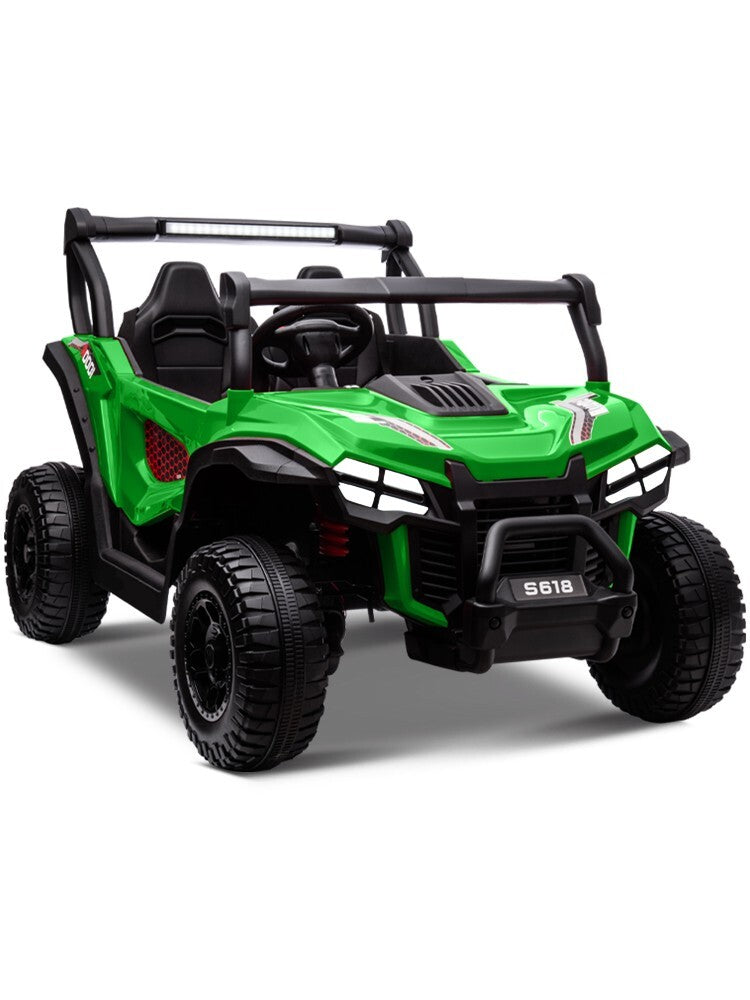 24V Kids Electric 4WD Ride-On UTV Truck, 2-Seater, Green, 80W Motor