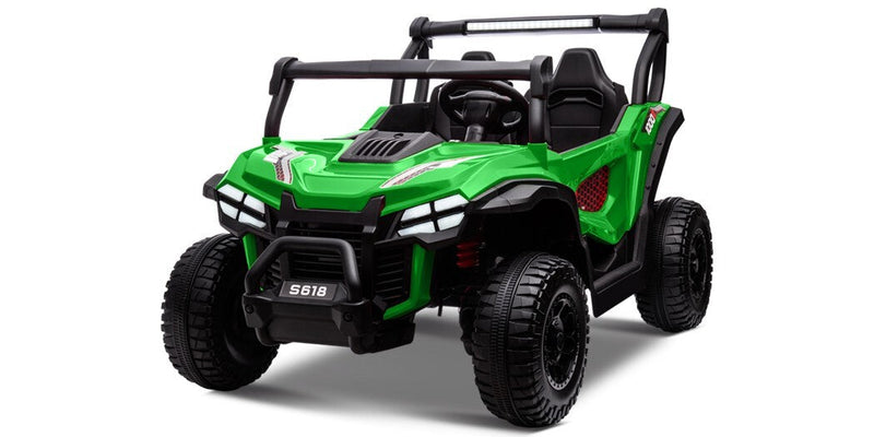 24V Kids Electric 4WD Ride-On UTV Truck, 2-Seater, Green, 80W Motor