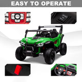 24V Kids Electric 4WD Ride-On UTV Truck, 2-Seater, Green, 80W Motor