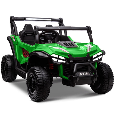 24V Kids Electric 4WD Ride-On UTV Truck, 2-Seater, Green, 80W Motor