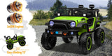 12V Electric 4-Wheel Kids Ride-On Truck with Remote Control and 2 Seats, Green
