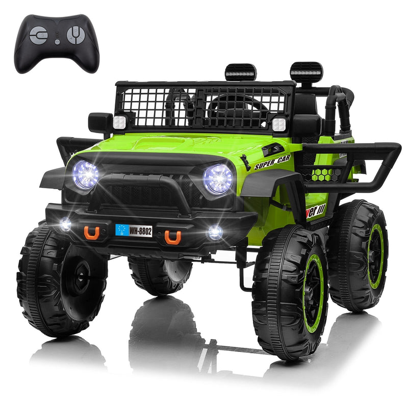 12V Electric 4-Wheel Kids Ride-On Truck with Remote Control and 2 Seats, Green