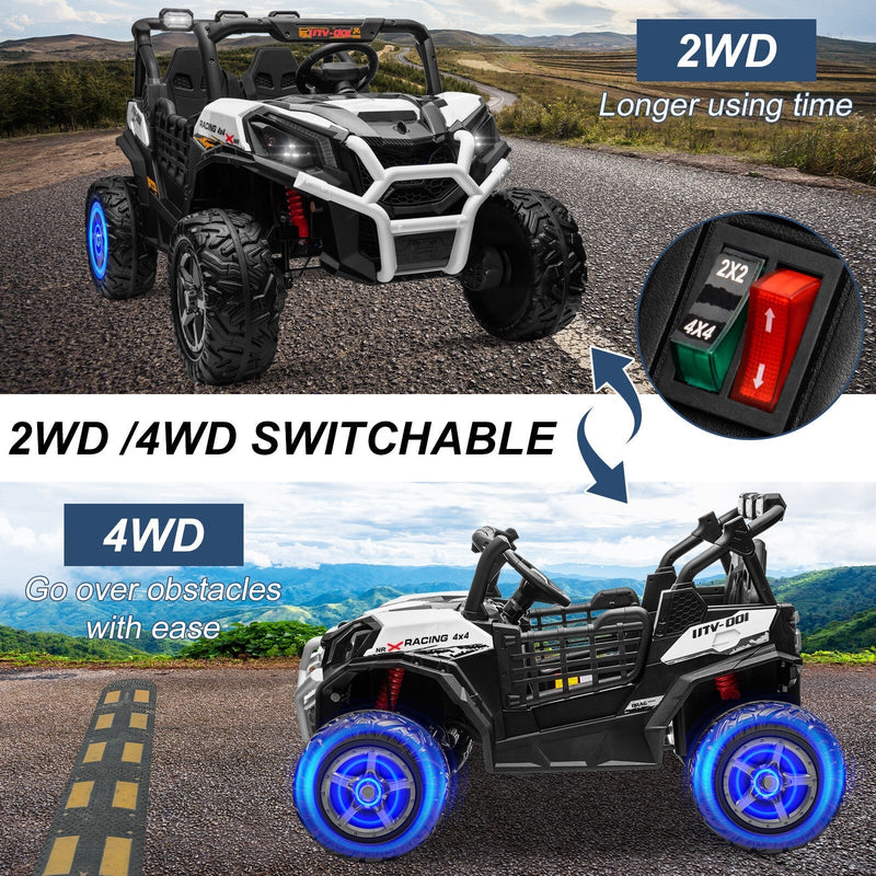 Electric Kids Ride-On 4WD/2WD UTV Truck with 24V Power, Bluetooth, and Music Features