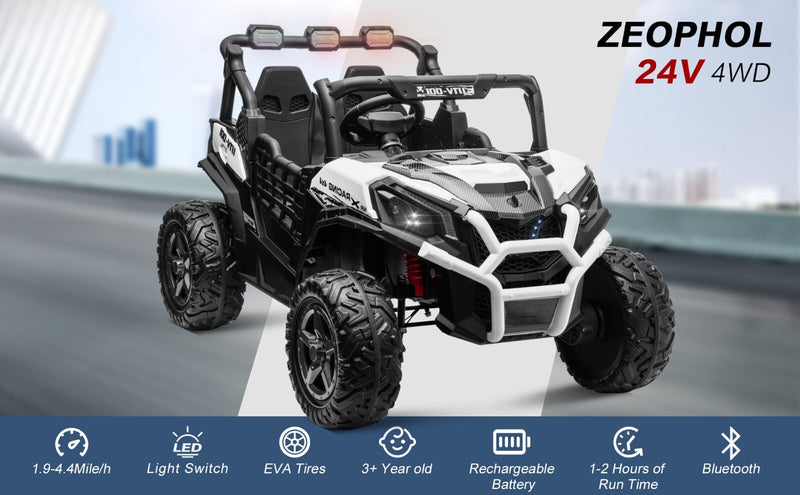 Electric Kids Ride-On 4WD/2WD UTV Truck with 24V Power, Bluetooth, and Music Features