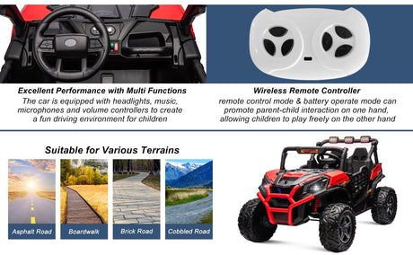 Kids Electric Ride-On UTV Truck 24V with 4WD/2WD and Remote Control Power Wheels