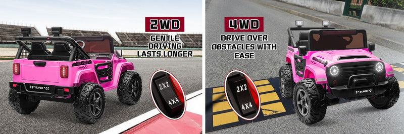 Kids Electric Ride-On Truck Car 24V 9AH Battery with 4WD/2WD Power - Purple