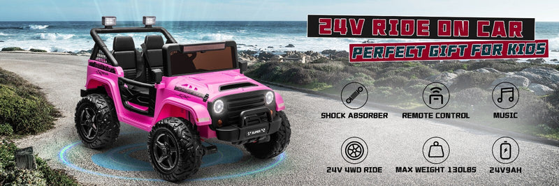 Kids Electric Ride-On Truck Car 24V 9AH Battery with 4WD/2WD Power - Purple