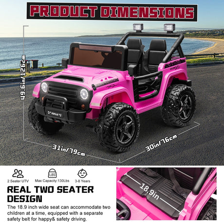 Kids Electric Ride-On Truck Car 24V 9AH Battery with 4WD/2WD Power - Purple