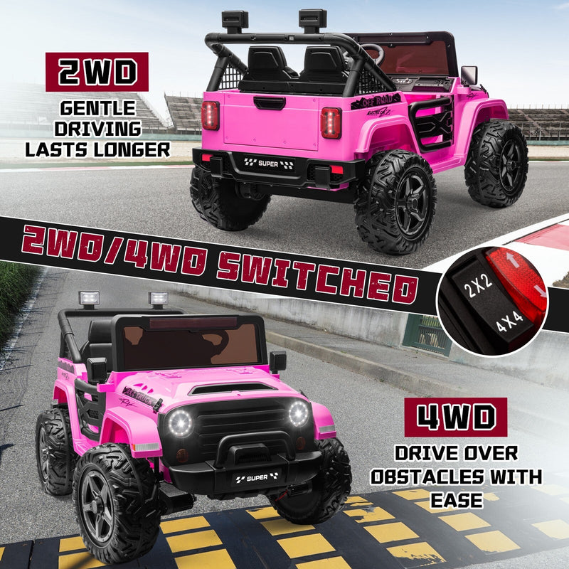 Kids Electric Ride-On Truck Car 24V 9AH Battery with 4WD/2WD Power - Purple