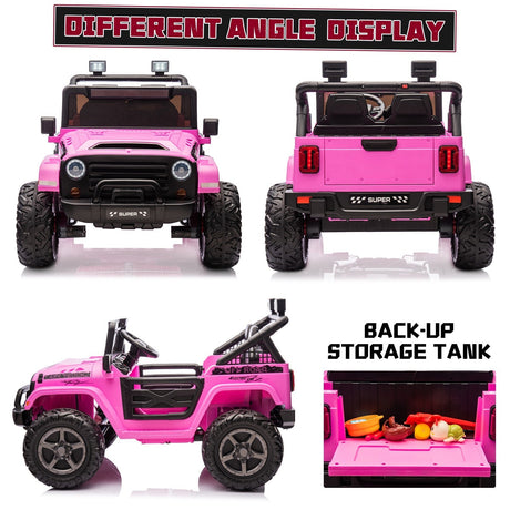 Kids Electric Ride-On Truck Car 24V 9AH Battery with 4WD/2WD Power - Purple