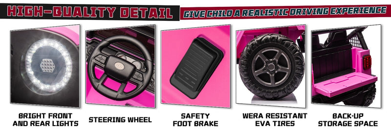 Kids Electric Ride-On Truck Car 24V 9AH Battery with 4WD/2WD Power - Purple