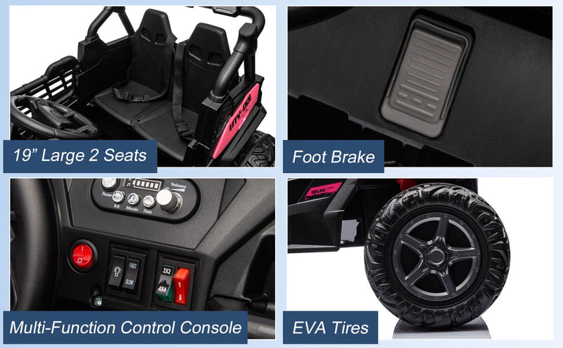Kids Electric Ride-On UTV Truck with 24V Power, 4WD/2WD and Remote Control