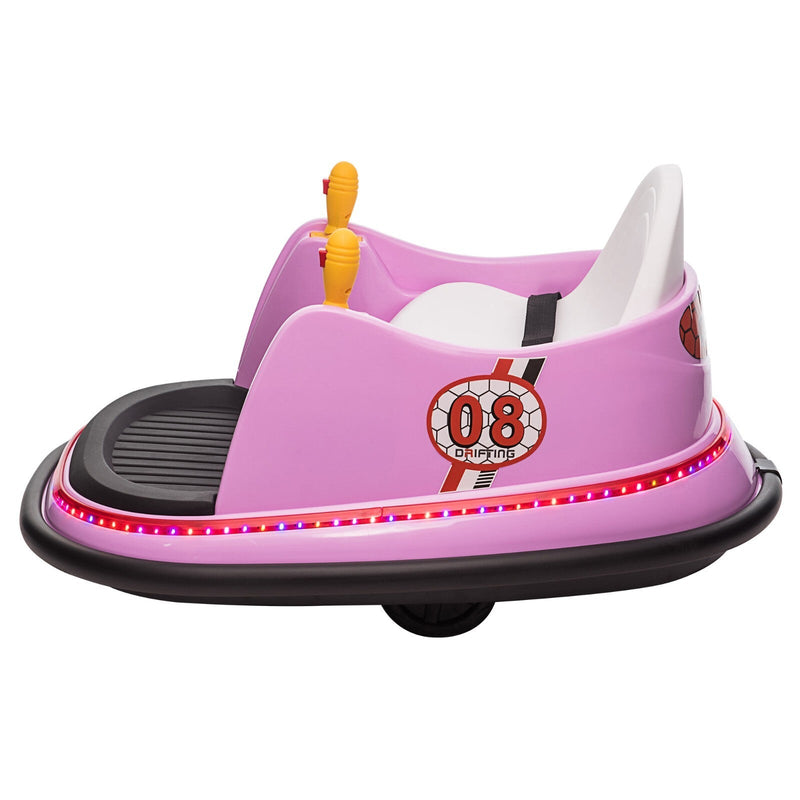 12V Kids Ride-On Bumper Car with Remote Control, 360° Spin and Flashing Lights for Toddlers