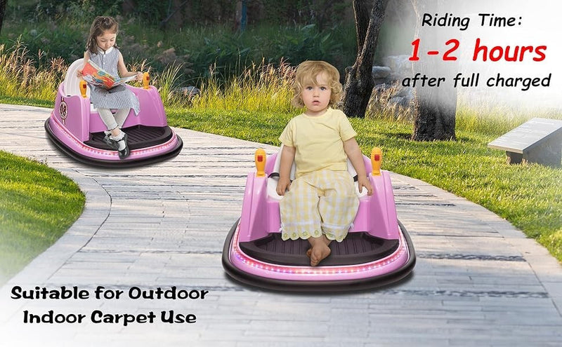 12V Kids Ride-On Bumper Car with Remote Control, 360° Spin and Flashing Lights for Toddlers