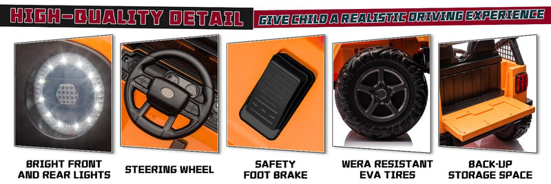 Kids Electric Ride-On Truck 24V 9AH Battery 4WD/2WD Power Car 2-Seater