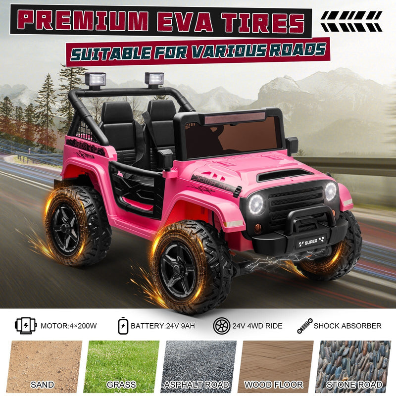 Kids Electric Ride-On Truck 24V 9AH Battery 4WD/2WD Off-Road Power Car