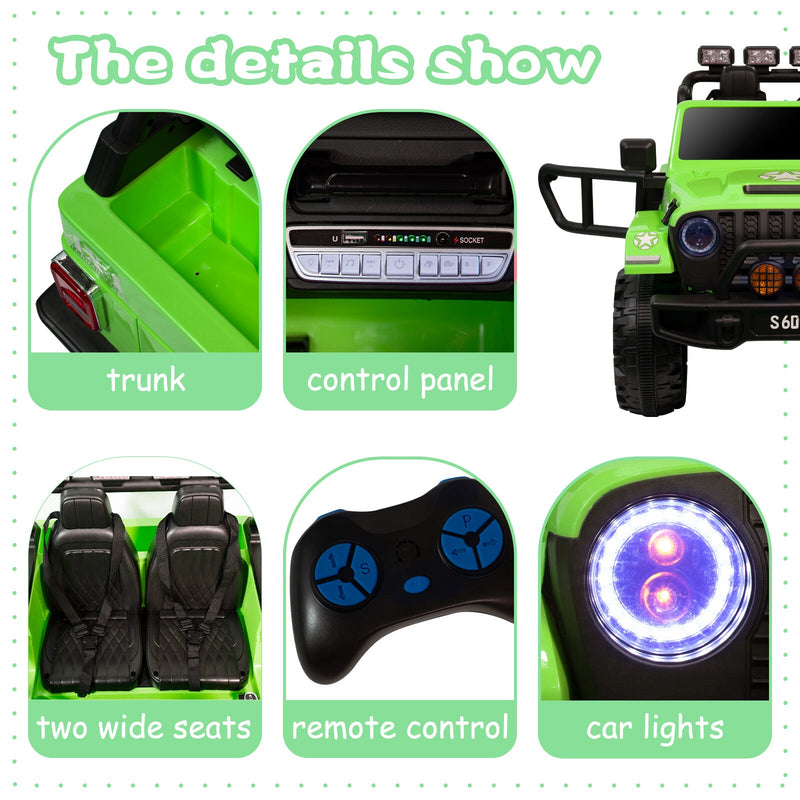 Kids 12V Electric Ride-On Jeep Truck with Remote Control and Powerful Battery