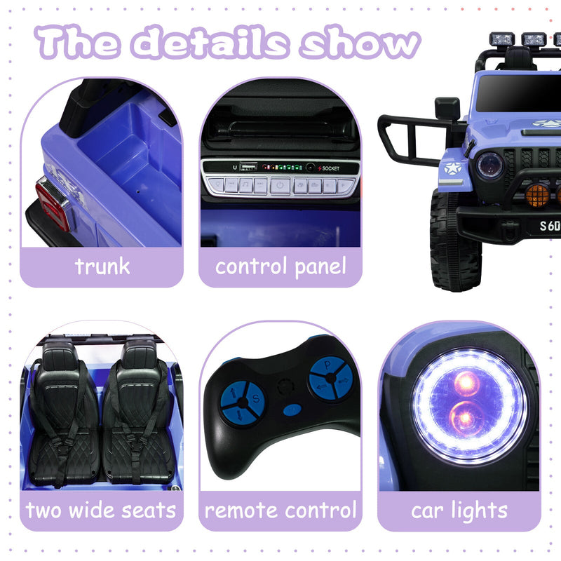 Kids 12V Electric Ride-On Jeep Truck with Remote Control and Powerful Battery