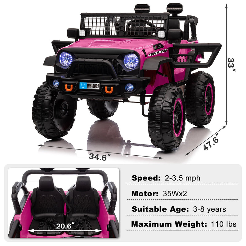 12V Electric Kids Ride-On Truck with Remote Control and 2 Seats