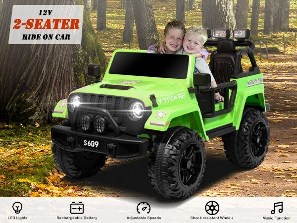 12V Electric Kids Ride-On Jeep Truck with Remote Control Battery-Powered Car Green