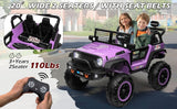 24V Electric Kids Ride-On Car with 2 Seats and 4WD/2WD Switch - Purple