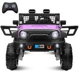 24V Electric Kids Ride-On Car with 2 Seats and 4WD/2WD Switch - Purple