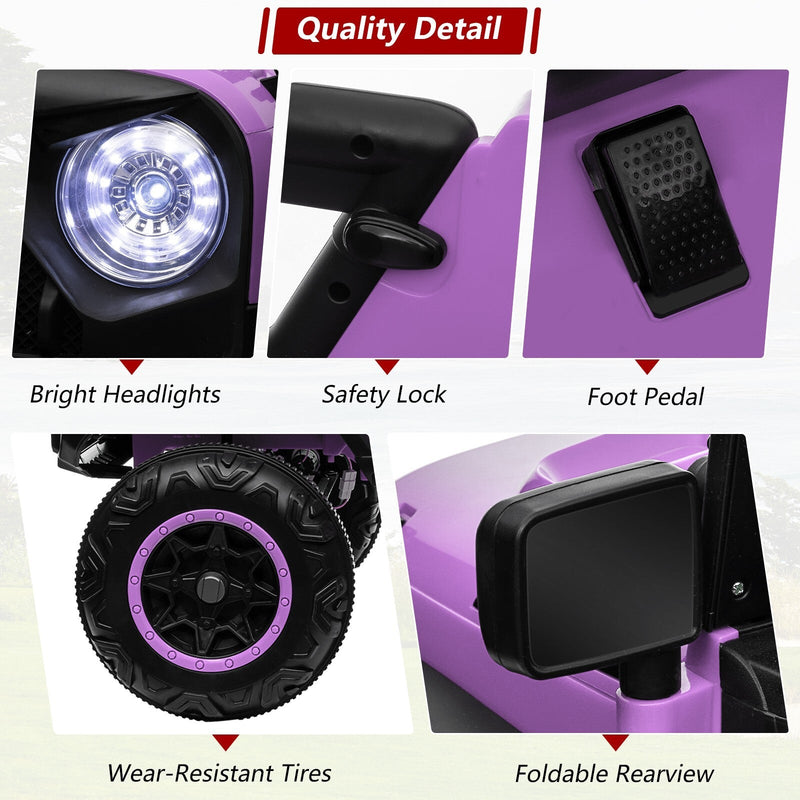 24V Kids Electric Ride-On Truck Purple 2-Seater Switchable 4WD/2WD