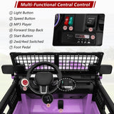 24V Kids Electric Ride-On Truck Purple 2-Seater Switchable 4WD/2WD