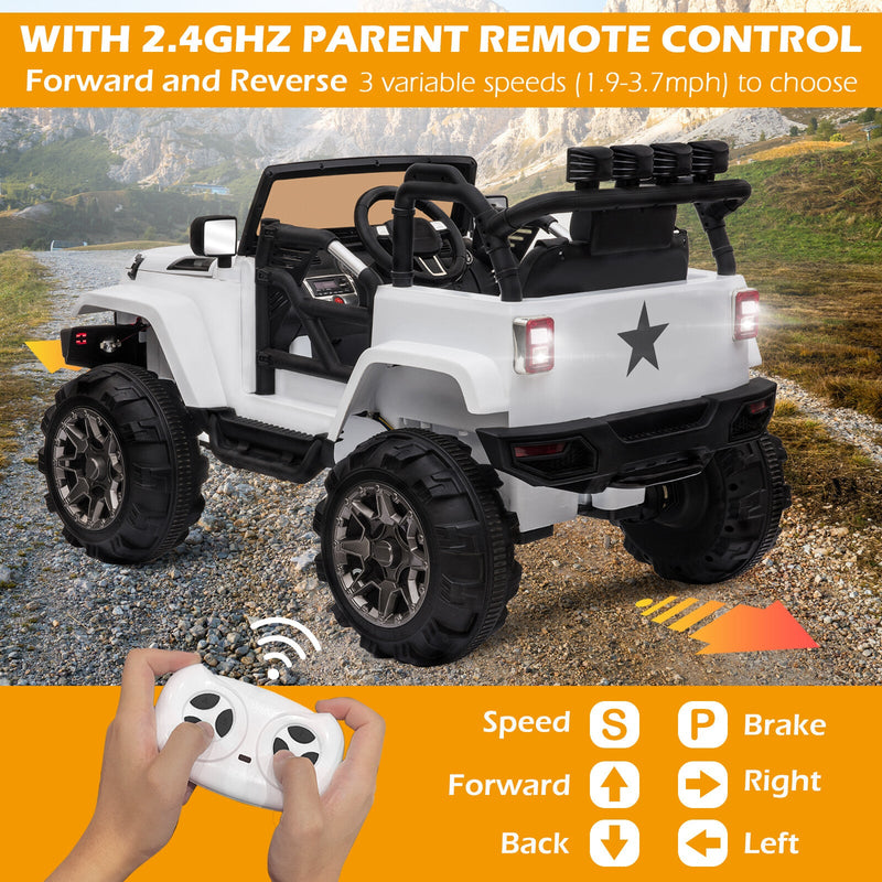 12V Kids Ride-On Jeep Truck Car with Remote Control and 3 Speed Settings