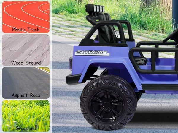 12V Electric Ride-On Jeep Truck for Kids with 2 Seats, 3 Speeds, and Remote Control, Blue