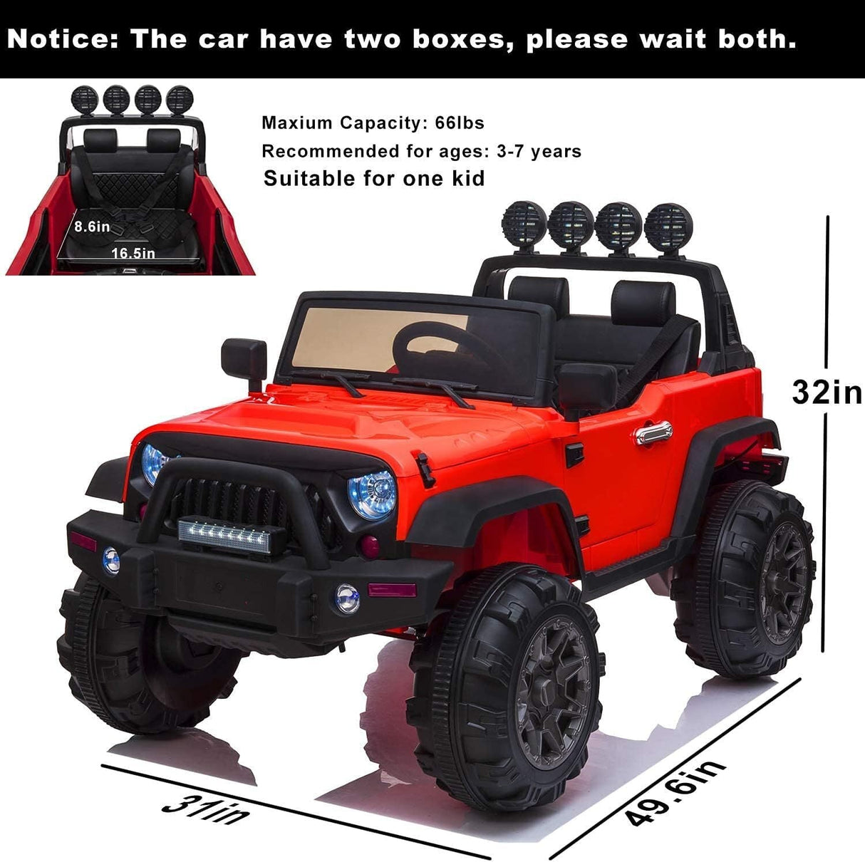 12V Electric Ride-On Kids Pickup Truck with 3-Speed Remote Control