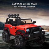12V Electric Ride-On Kids Pickup Truck with 3 Speeds and Remote Control - Red