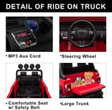 12V Electric Ride-On Kids Pickup Truck with 3 Speeds and Remote Control - Red