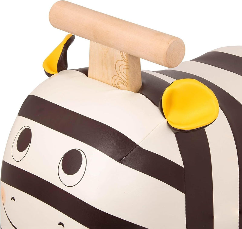 Zebra Wooden Ride-On Toy for Toddlers with Soft Seat and No Assembly Required