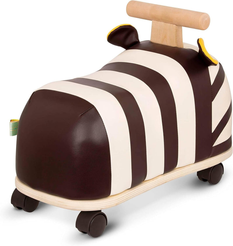 Zebra Wooden Ride-On Toy for Toddlers with Soft Seat and No Assembly Required