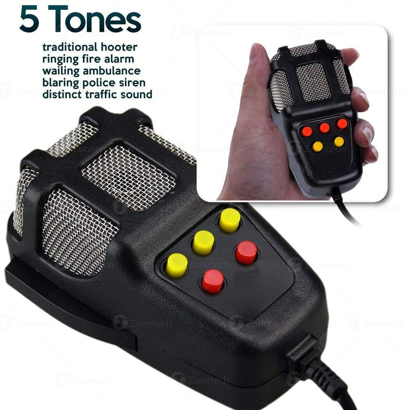Tech 5-Tone Sound Car Siren with Mic and PA Speaker System for Emergency Vehicles