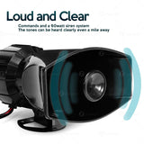 Tech 5-Tone Sound Car Siren with Mic and PA Speaker System for Emergency Vehicles