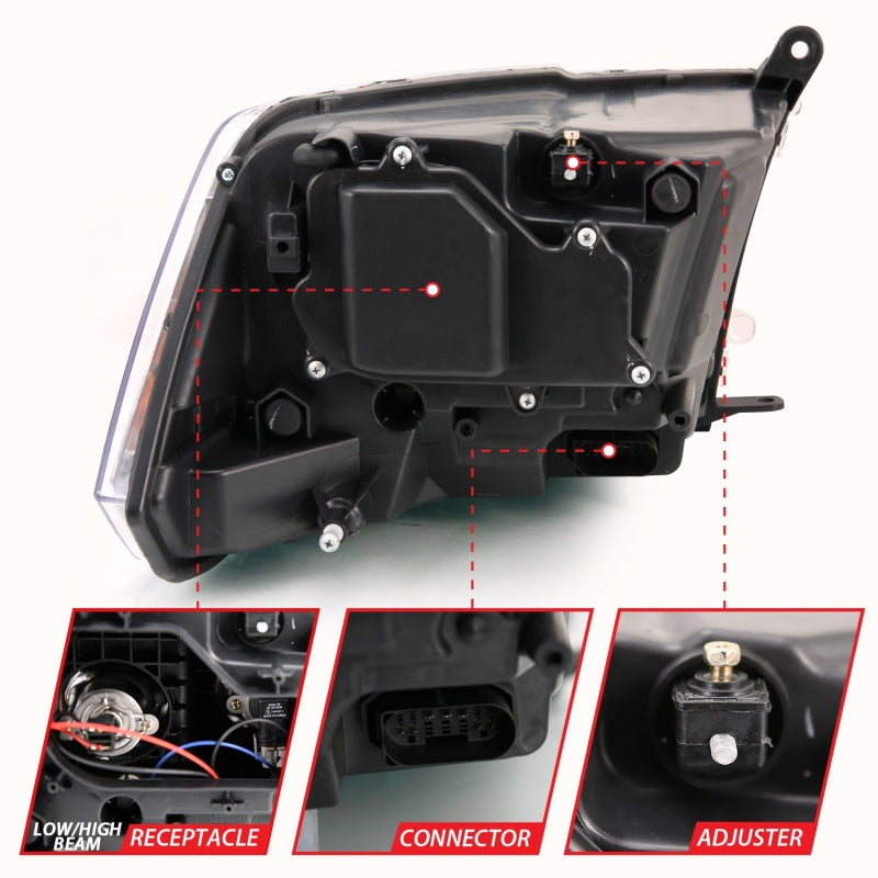 ANZO 2009-2018 Dodge Ram 1500 Projecteur HL Switchback Noir Ambre