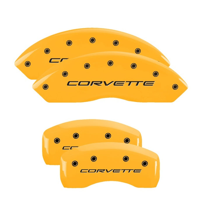 Couvre-étriers MGP 4 gravés avant et arrière C5/Corvette finition jaune noir ch